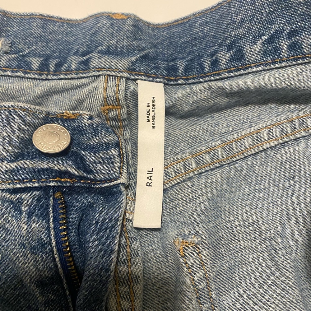Weekday Rail Relaxed Fit Straight Leg Blue Jeans 28 View 4